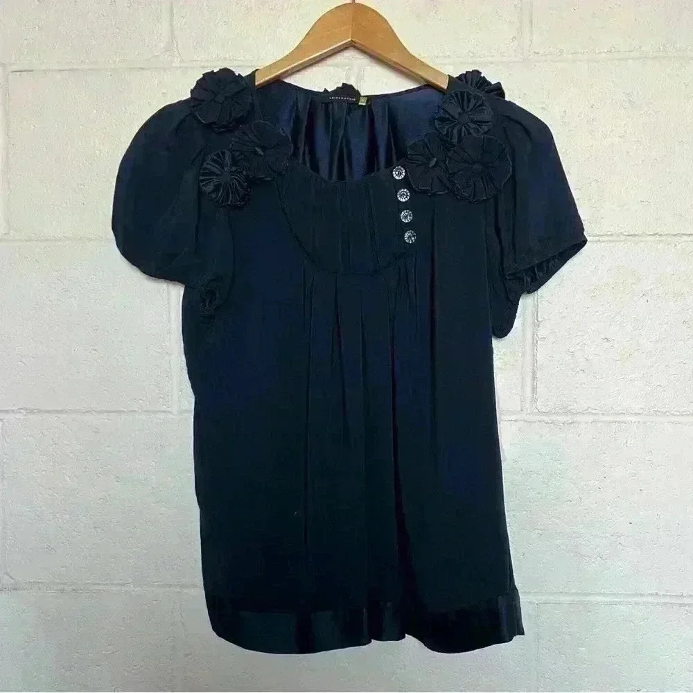 LEIFSDOTTIR Blue Silk Top-Size 6
